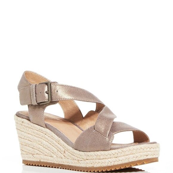 EILEEN FISHER Beckon Espadrille Wedge Sandals In Platinum - Picture 1 of 7